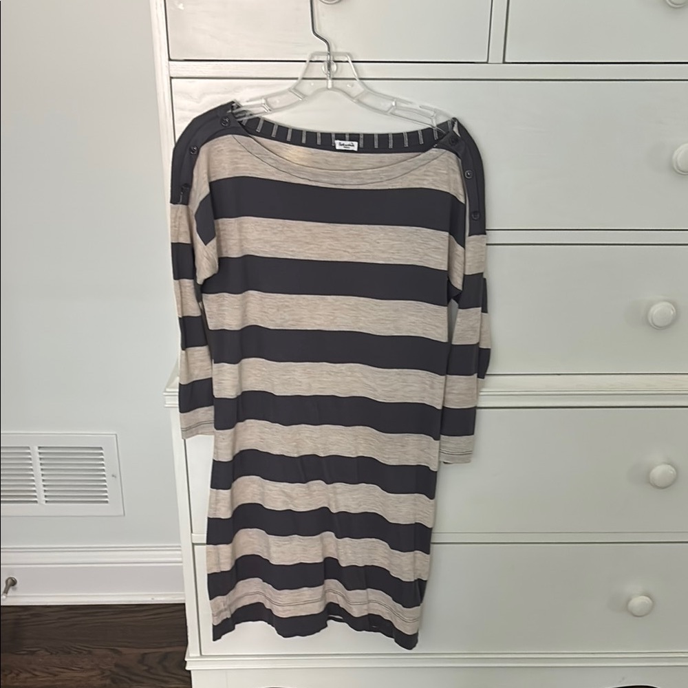 Splendid Blue and Light Gray T Shirt Dress